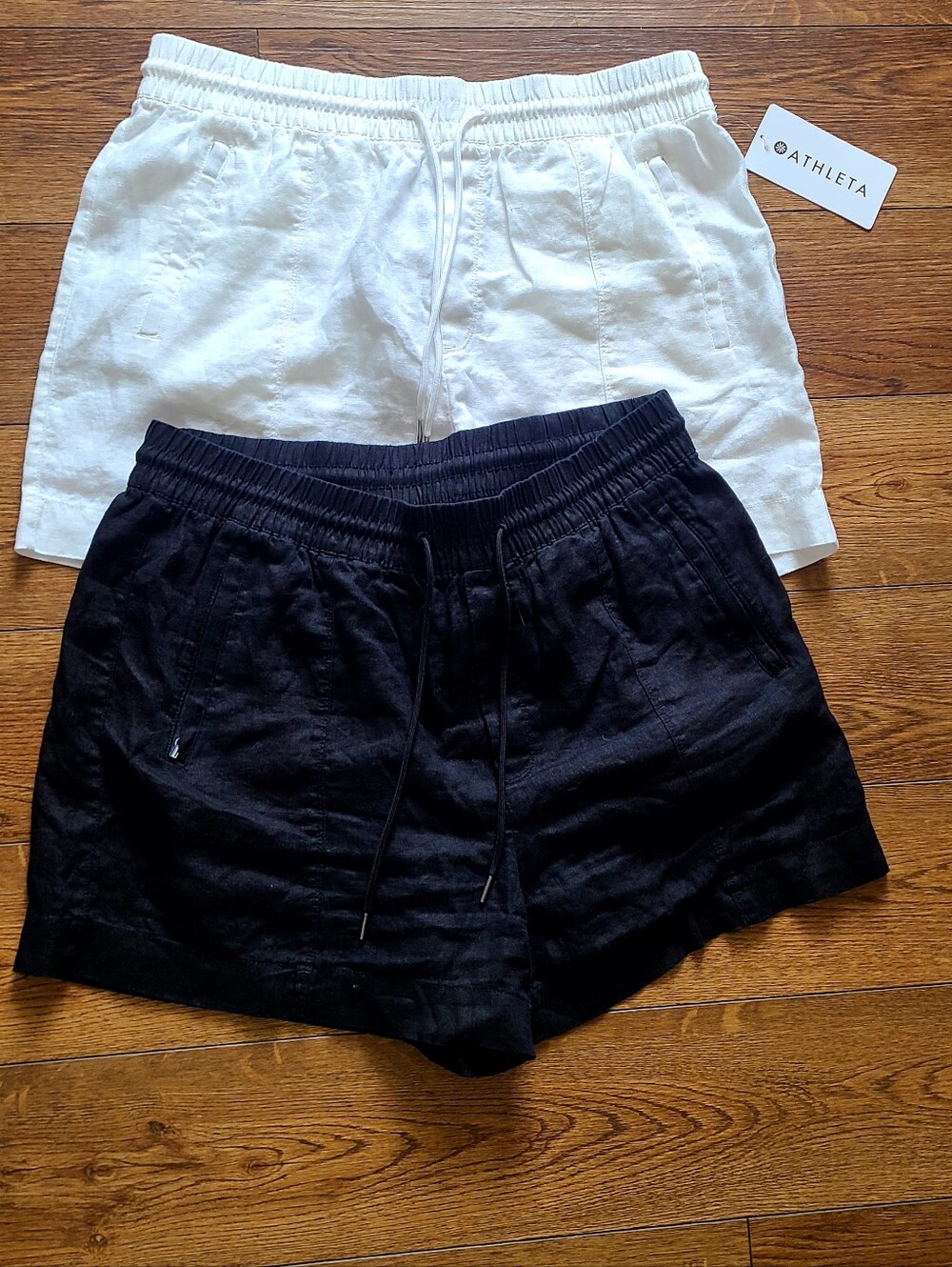 Athleta Retreat Linen Shorts Bundle of 2 โ Black & White โ Size Large โ NWT